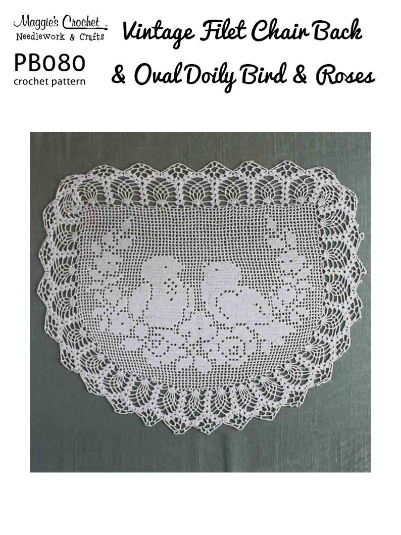 PB080-R Vintage Filet Birds & Roses Crochet Pattern
