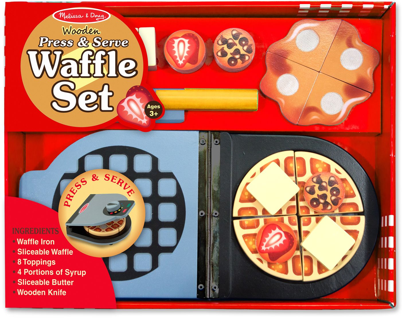 Wooden Press & Serve Waffle Set