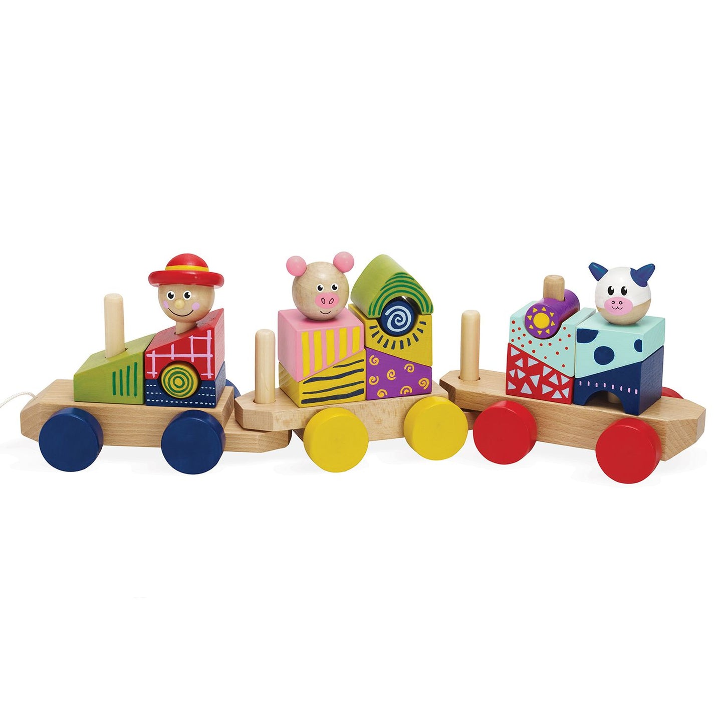 Manhattan Toy Stack & Pull Wood Train