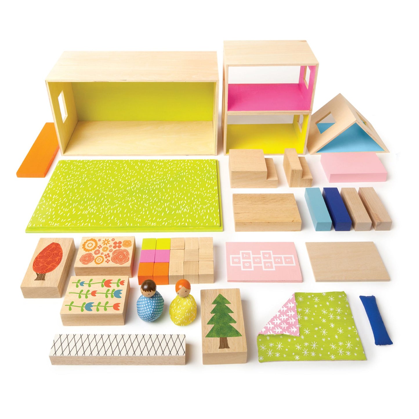 Manhattan Toy MiO Playing, Eating, Sleeping, Working, + 2 People Modular Building Set