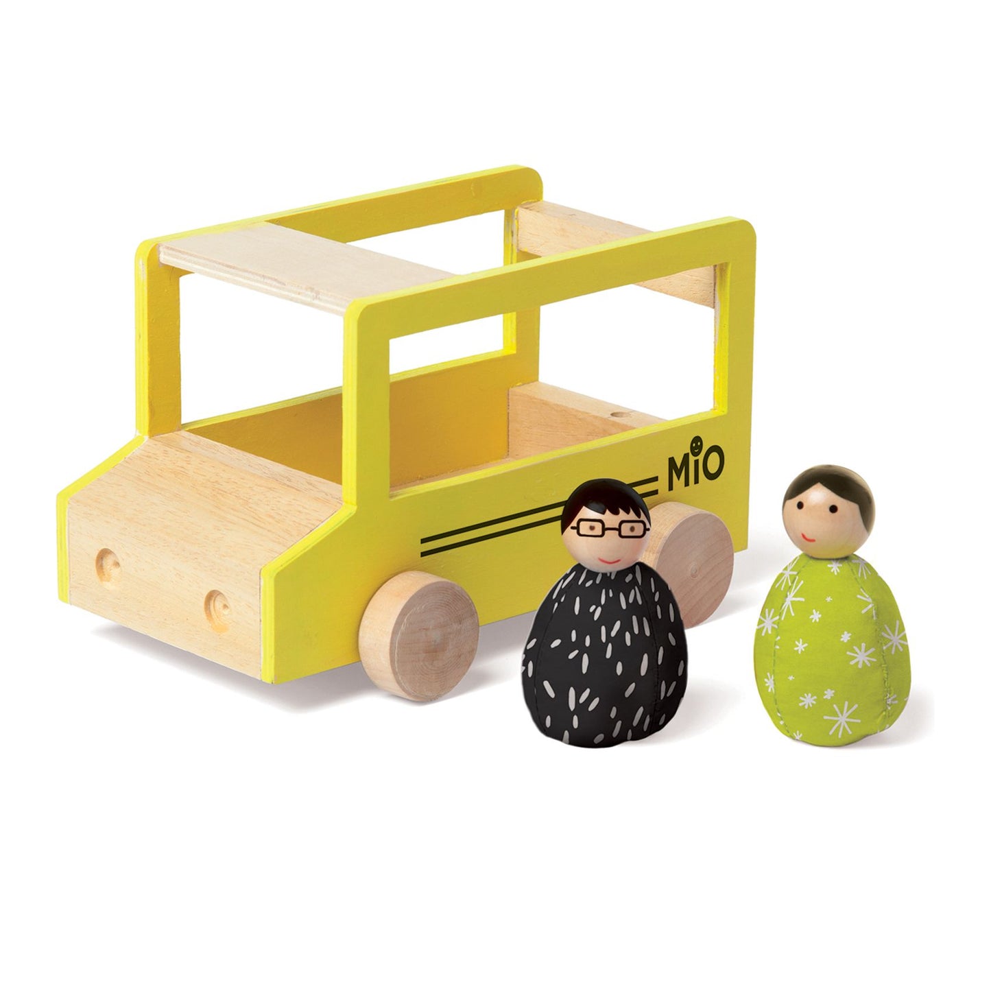 Manhattan Toy MiO School Bus + 2 People Wooden Building Set