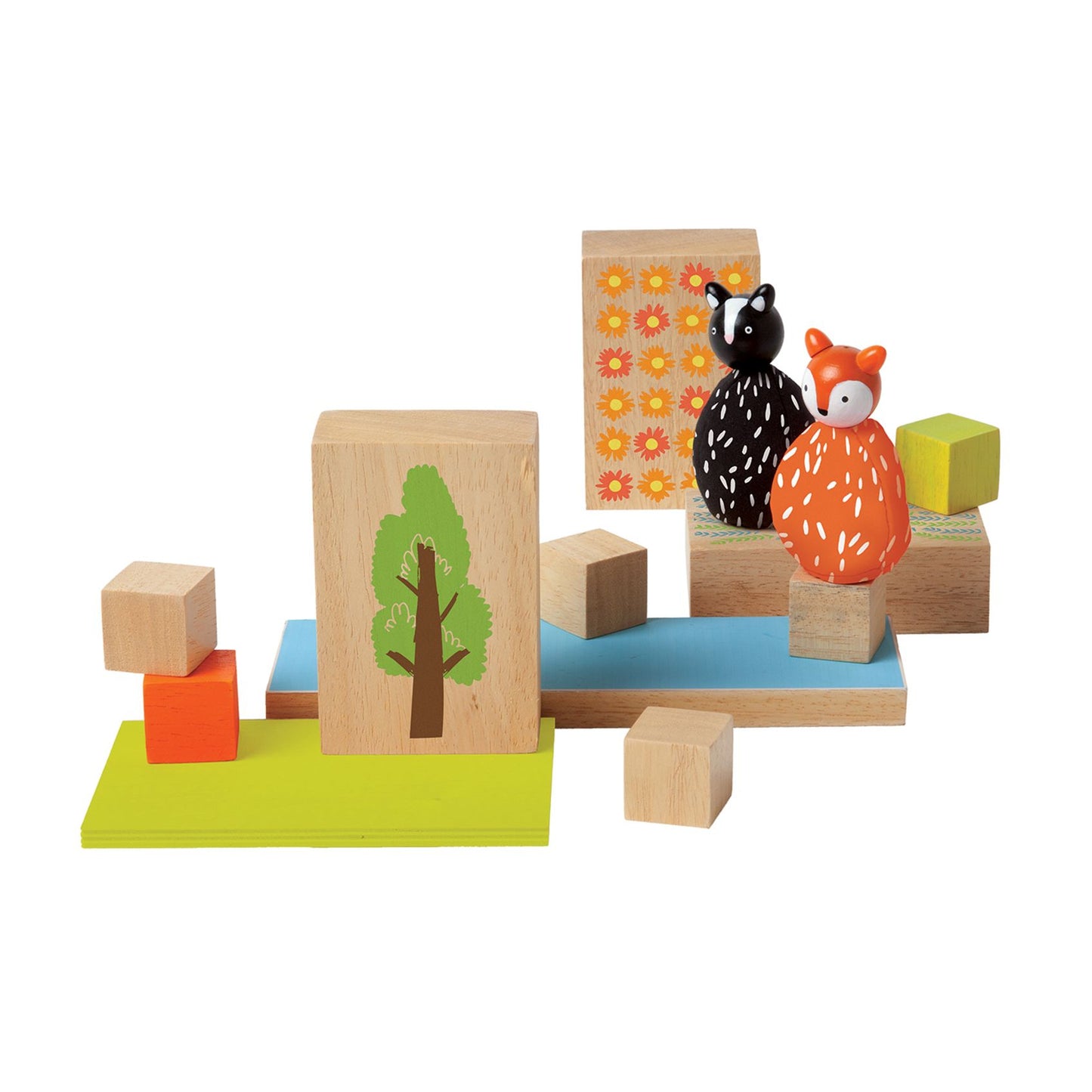 Manhattan Toy MiO Woodland + Fox + Skunk Wooden Building Set