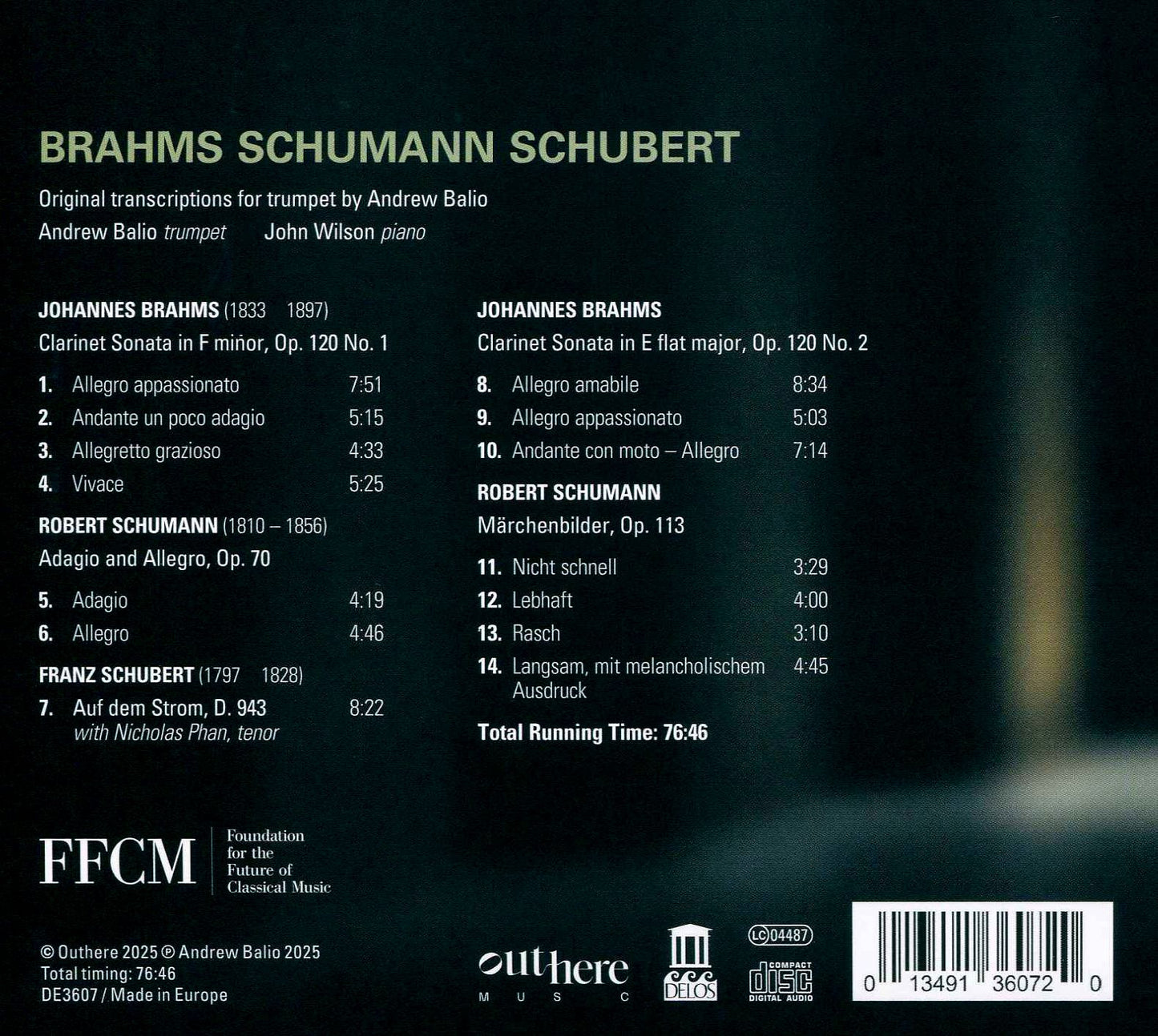 Original Transcriptions For Trumpet (Brahms / Schubert / Balio)