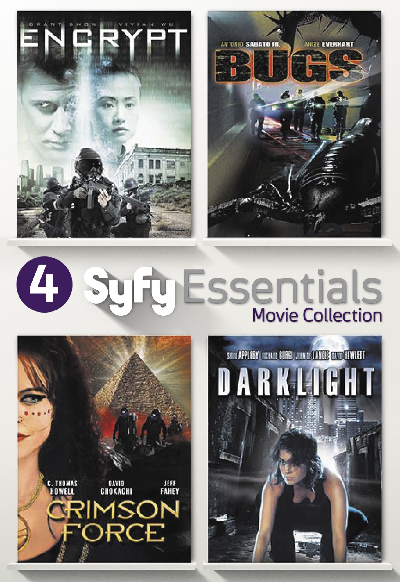 4 Syfy Essentials Movies Collection: Encrypt/Bugs/Crimson Force/Darklight [2 Discs]