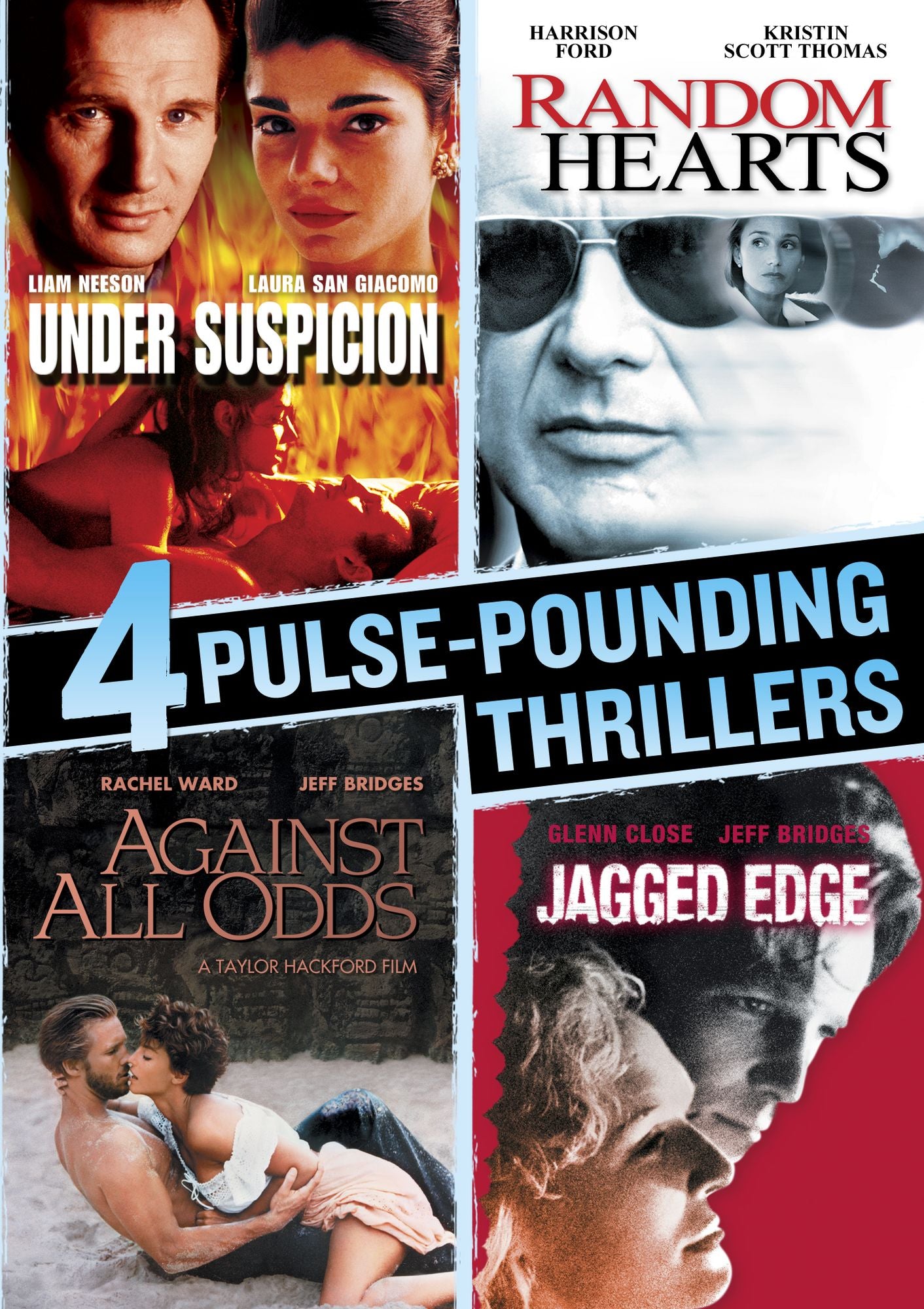 4 Pulse-Pounding Thrillers: Under Suspicion/Random Hearts/Against All Odds/Jagged Edge)