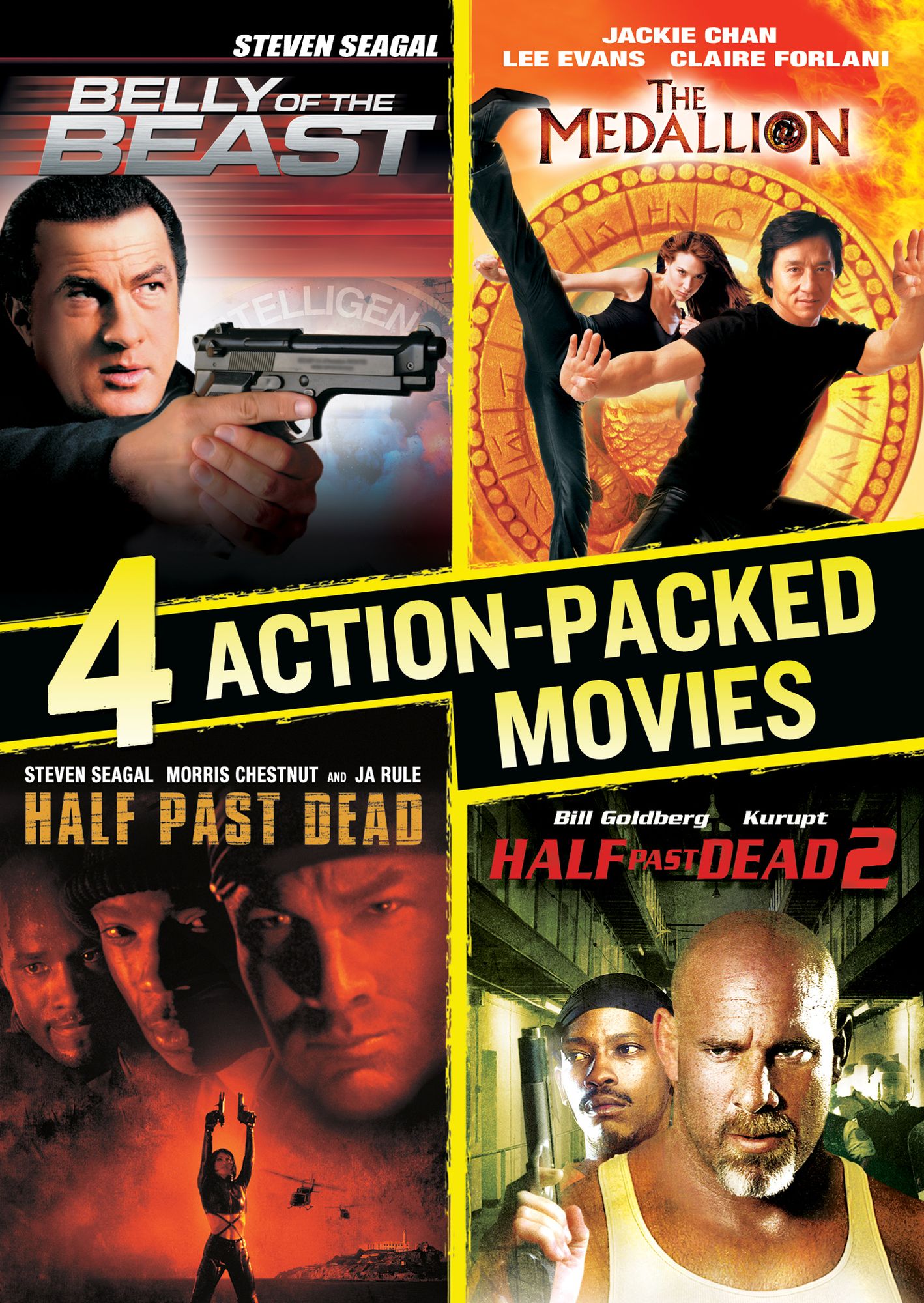 4 Action-Packed Movies Collection: Belly of the Beast/Half Past Dead/Half Past Dead 2/The Medallion
