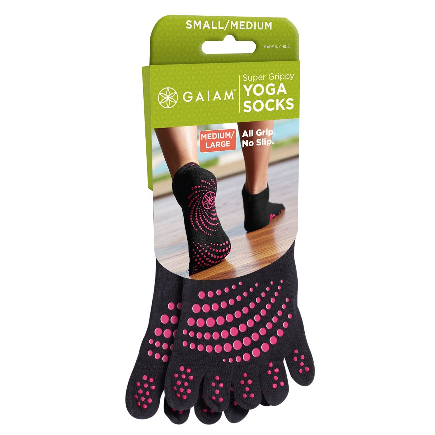 All Grip Yoga Socks: M/l Pink D
