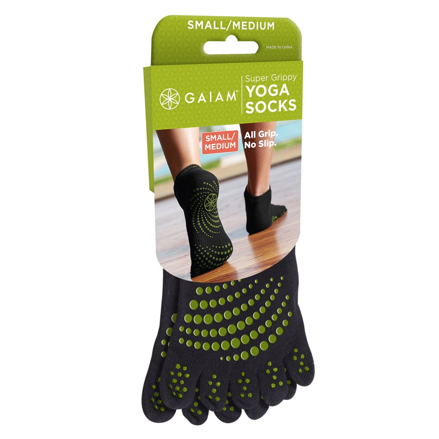 Grippy Yoga Socks: Sm Fern Gree