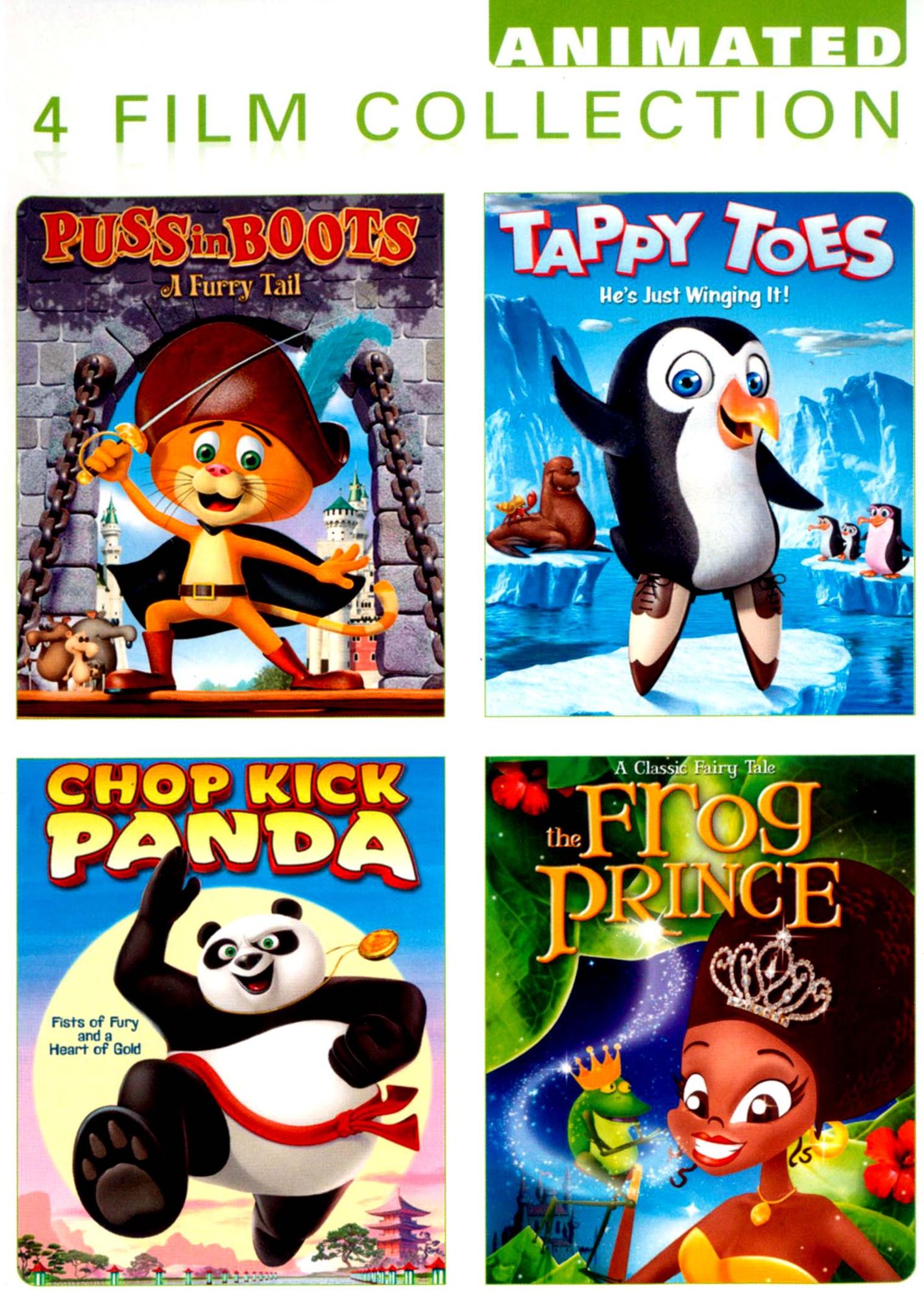 Animated 4 Film Collection: Puss in Boots/Tappy Toes/Chop Kick Panda/The Frog Prince [4 Discs]