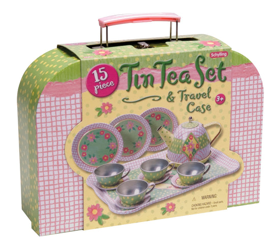 Schylling 117071 Tin Tea Set In Travel Case