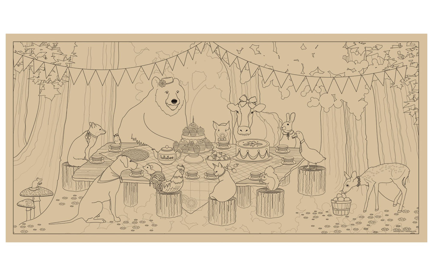 Lullubee Giant Coloring Mural - Animal Picnic