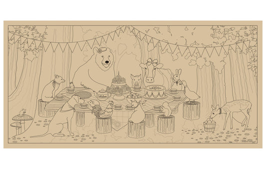 Lullubee Giant Coloring Mural - Animal Picnic