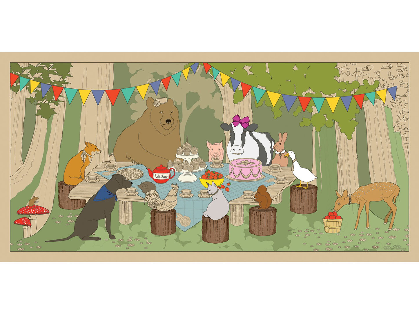Lullubee Giant Coloring Mural - Animal Picnic