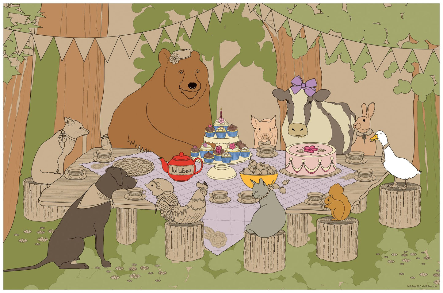 Lullubee Giant Coloring Mural - Animal Picnic