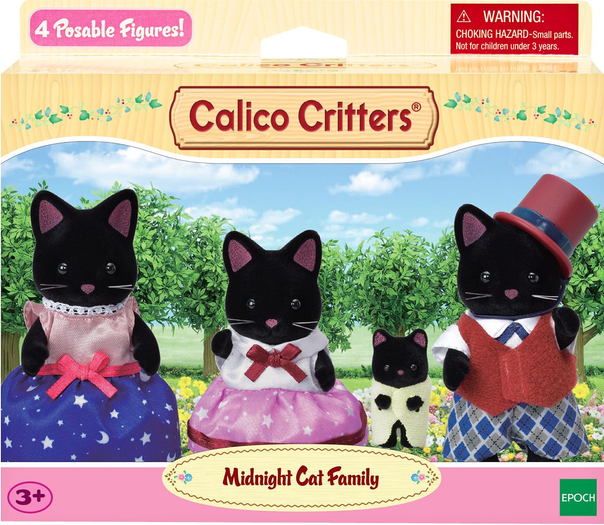 Calico Critters Midnight Cat Family, Set of 4 Collectible Doll Figures
