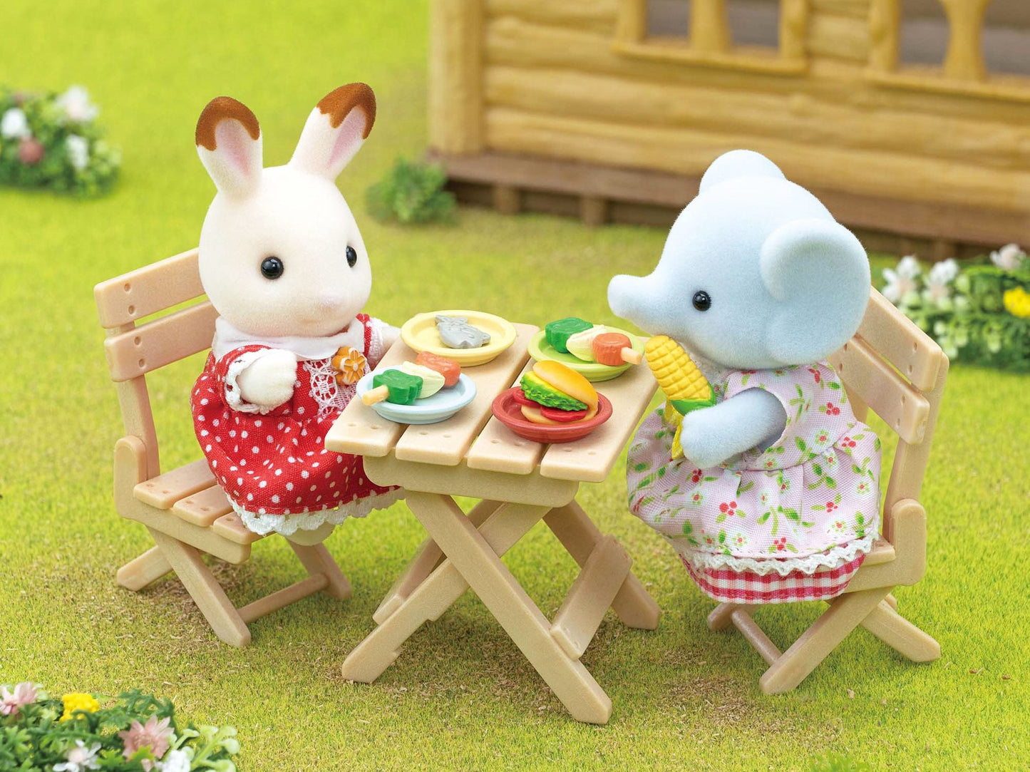 Calico Critters Bubblebrook Elephant Girl's BBQ Picnic Set, Dollhouse Playset with Figure and Accessories