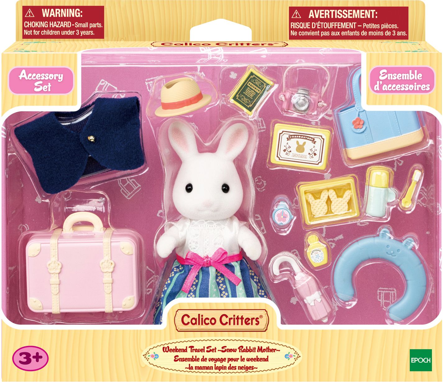 Calico Critters Snow Rabbit Mother's Weekend Travel Set, Dollhouse Playset with Figure and Accessories