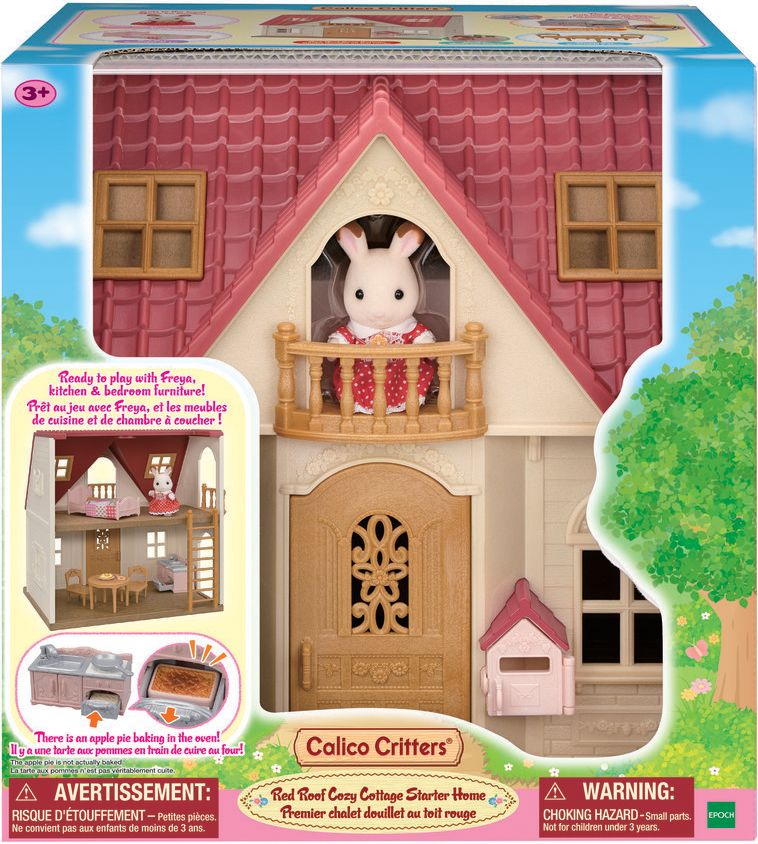 Calico Critters Red Roof Cozy Cottage, Dollhouse Playset with Figure, Furniture and Accessories