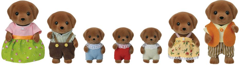 Calico Critters Chocolate Labrador Family - Set of 7 Collectible Doll Figures - Barnes & Noble Exclusive