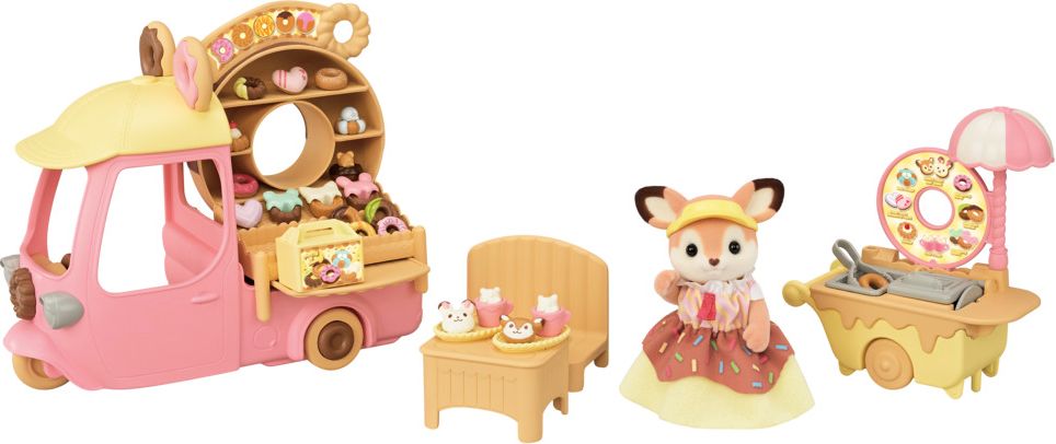 Calico Critters Dip Dip Donuts Wagon, Dollhouse Playset with Figure, Vehicle and Accessories