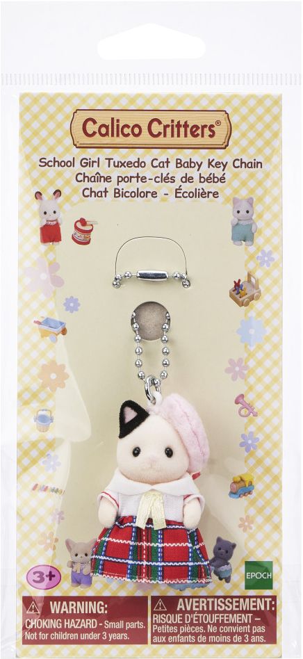 Calico Critters School Girl Tuxedo Cat Baby Key Chain