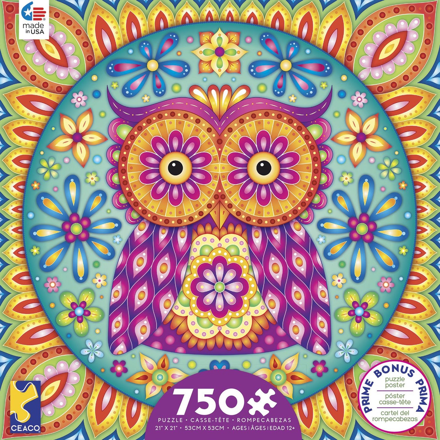 Owl Mandala, Groovy Animals 750 Piece Puzzle