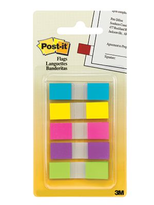 3M 6835CB Small Flags Five Bright Colors Five Dispensers of 20 Flags per Color
