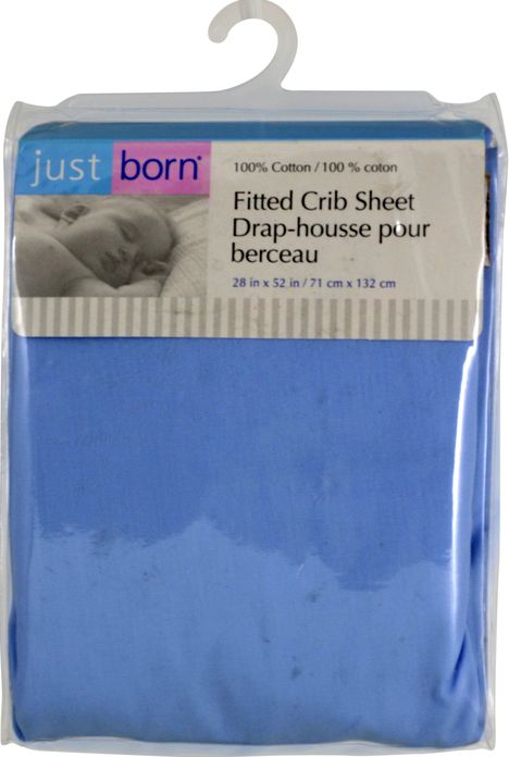 Triboro Just Born Woven Crib Sheet 100% Cotton, Blue