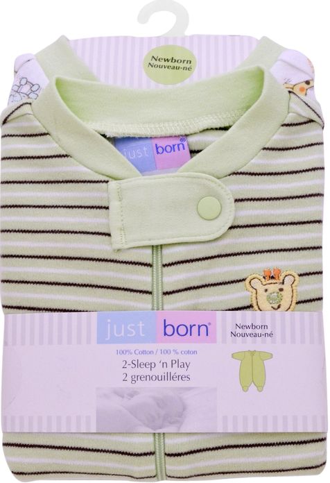 Triboro Just Born Sleep n Play 2 Pack Newborn, Jungle Fun Neutral