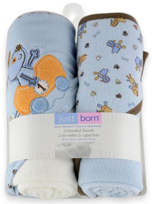 Triboro Just Born Knit Hooded Towel, Puppy Fun Boy
