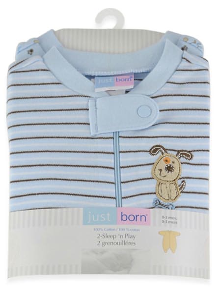 Triboro Just Born Sleep n Play 2 Pack, Puppy Fun Boy (3 Months)