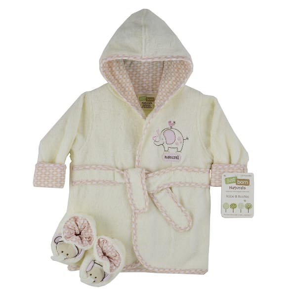 Triboro Just Born Organic Robe & Bootie Set, Girl