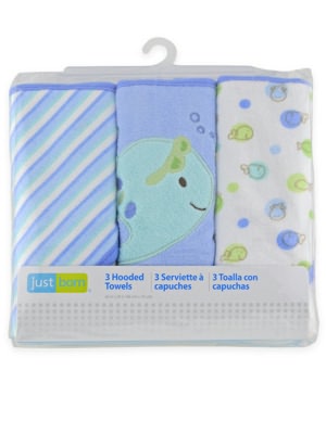 Triboro Just Born 3 Pack Hooded Towel Knit Terry, Blue Sea Boy