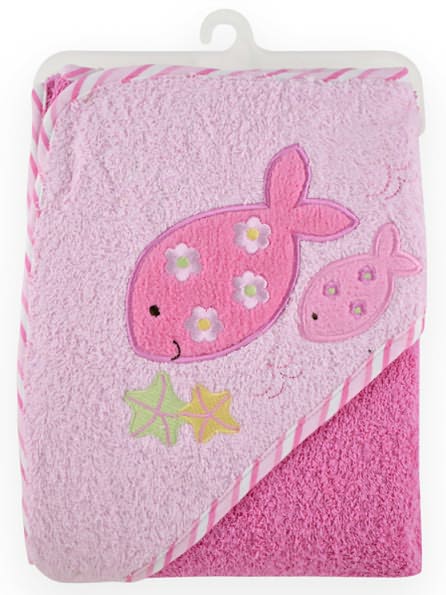 Triboro Just Born Hooded Towel, Woven Terry Girl