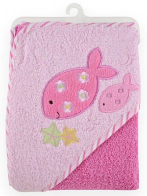 Triboro Just Born Hooded Towel, Woven Terry Girl