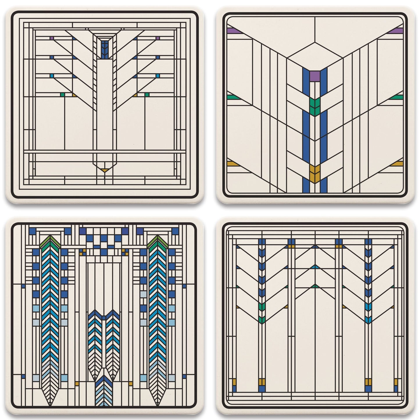 Frank Lloyd Wright Ennis House Windows Coaster Set