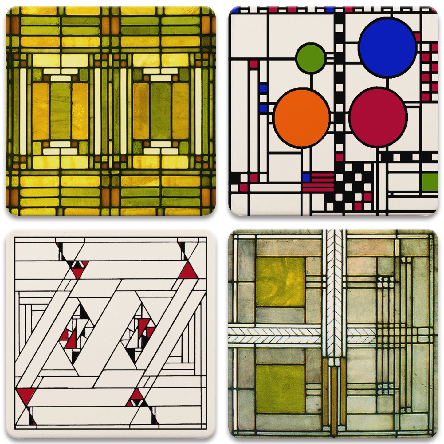 Frank Lloyd Wright Art Glass Designs Coaster Set