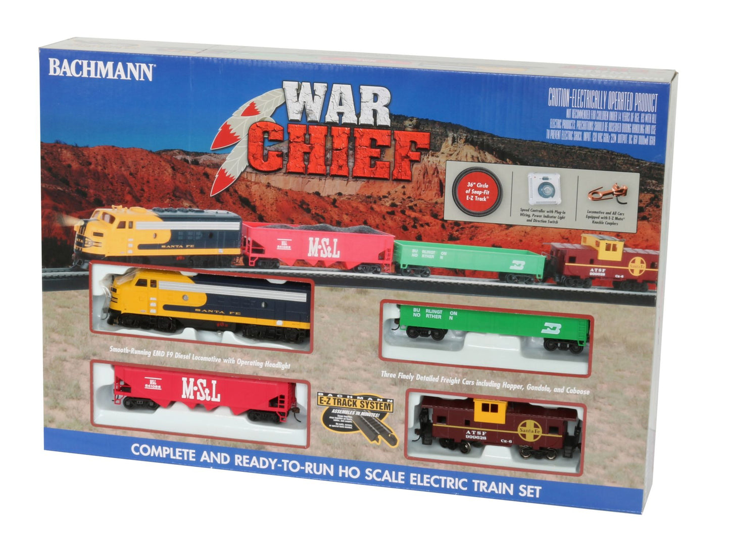 Bachmann Trains Santa Fe War Chief Ready To Run HO Scale Electric Train Set