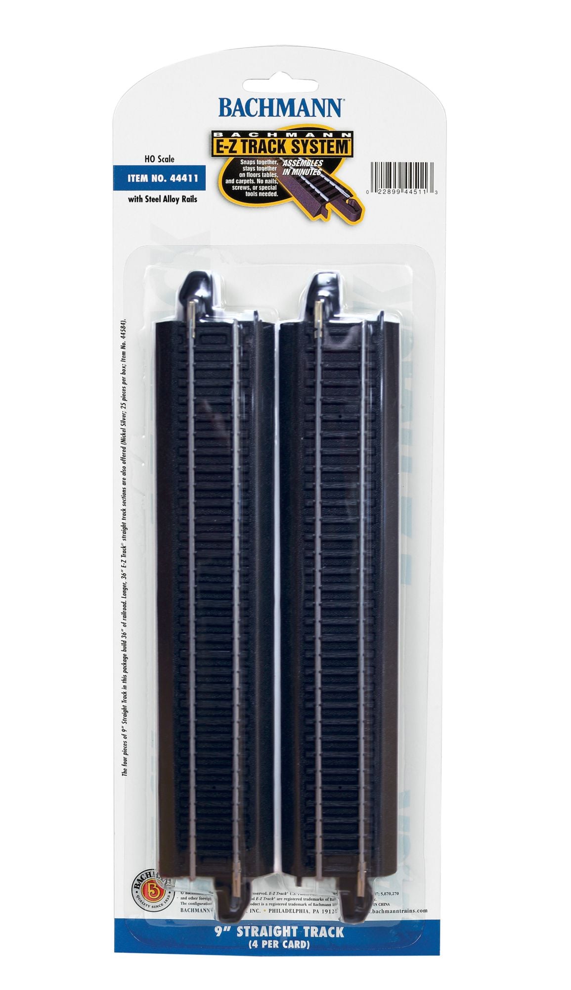Bachmann Trains 9" Straight Track - 4/card HO Scale
