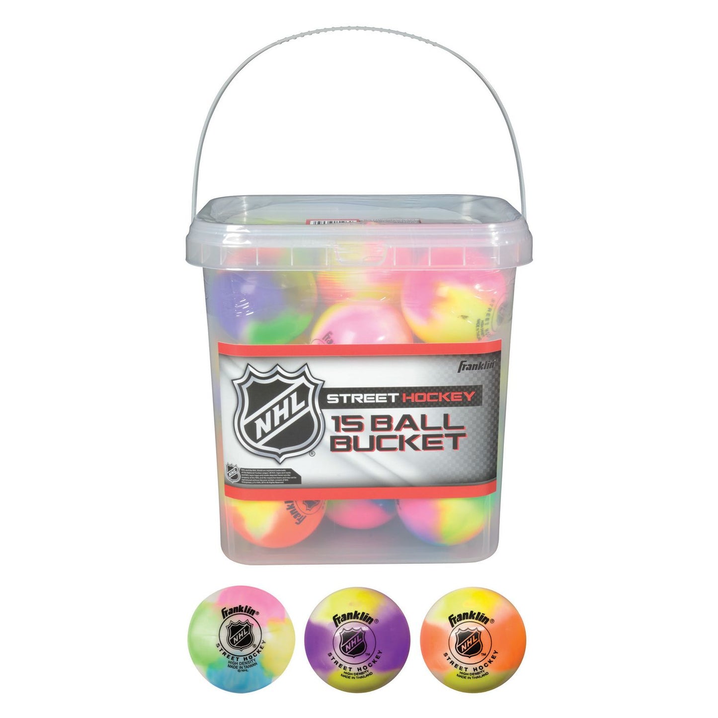Franklin Sports NHL Extreme Color Street Hockey Ball Bucket