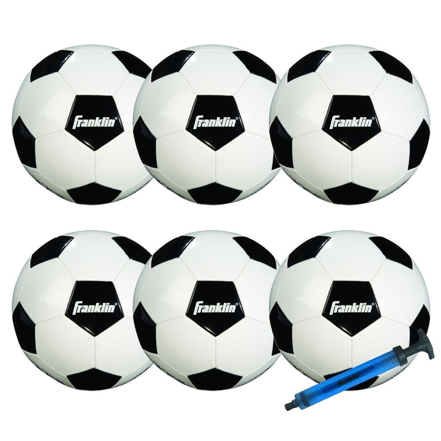 Franklin Sports Size 3 Comp 100 6 Pack of Soccerballs & Pump