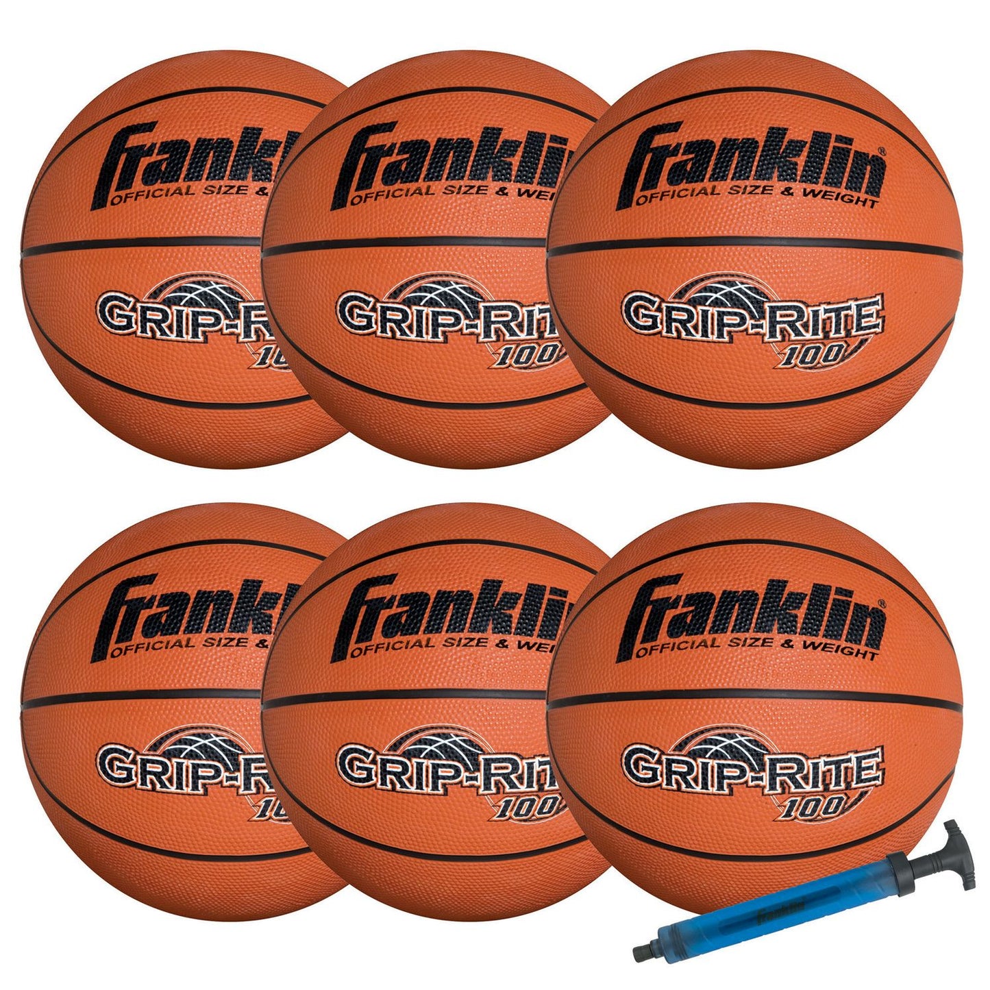 Franklin Sports Official Size Grip-Rite 100 Team Basketball Pack/Pump