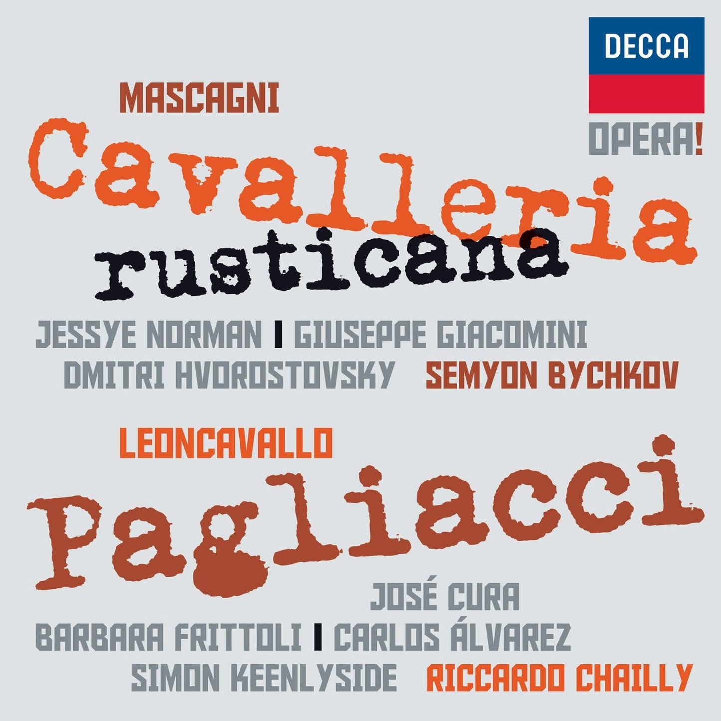 Mascagni: Cavalleria Rusticana; Leoncavallo: Pagliacci