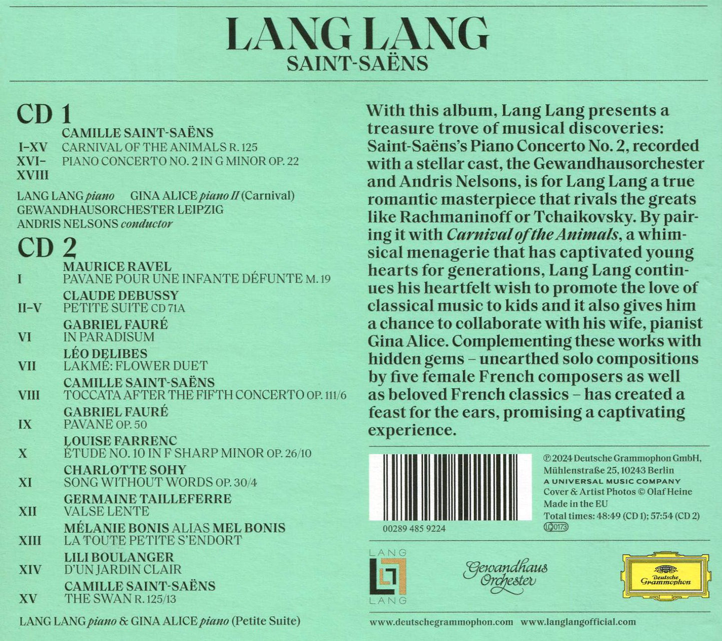 Saint-Saens (Lang Lang / Gina Alice / Gewandhausorchester)