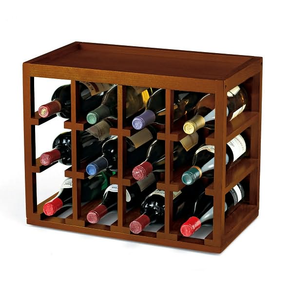 12 Bottle Cube-Stack Wine Rack in Walnut Stain