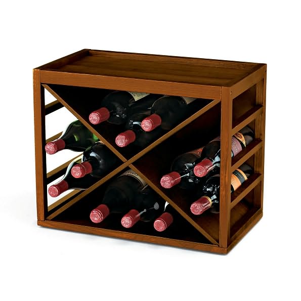 12 Bottle X Cube-Stack Wine Rack in Walnut Stain