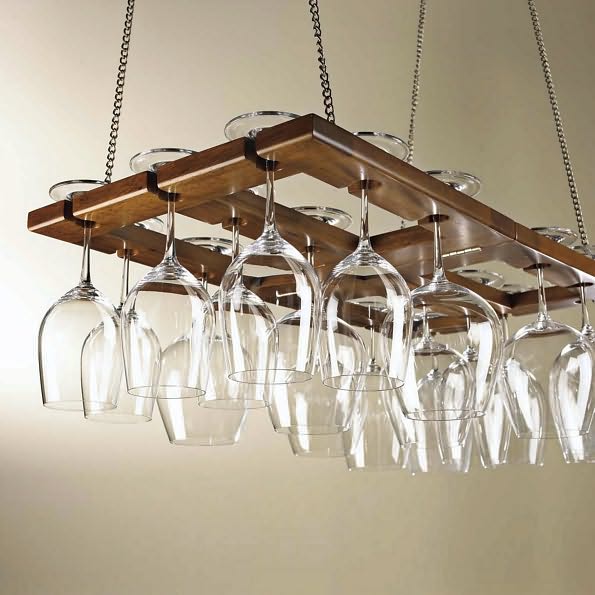 Hanging Oak Wine Glass Rack