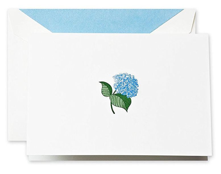 Hand Engraved Blue Hydrangea Notes- Set of 15