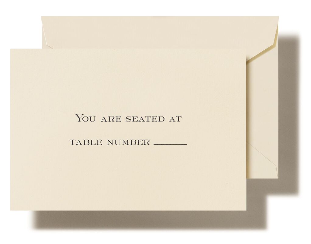 Block Text Ecru Table Card