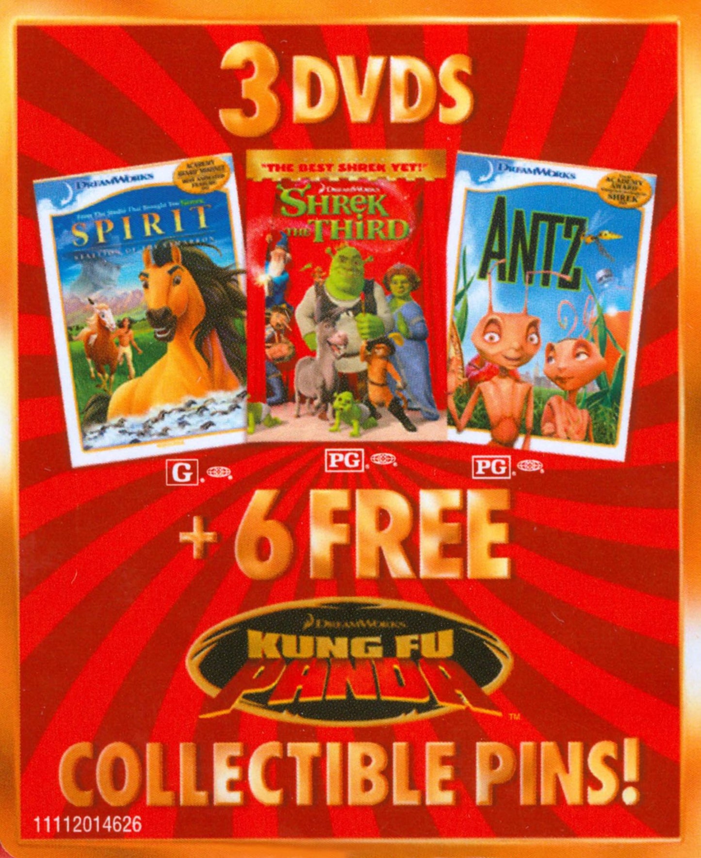 Shrek the Third/Antz/Spirit: Stallion of the Cimarron [With 6 Kung Fu Panda Pins] [3 Discs]